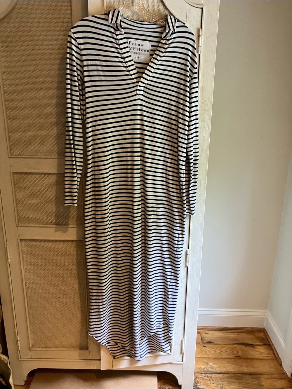 Frank & Eileen Popover Jersey Dress Navy French Stripe Small